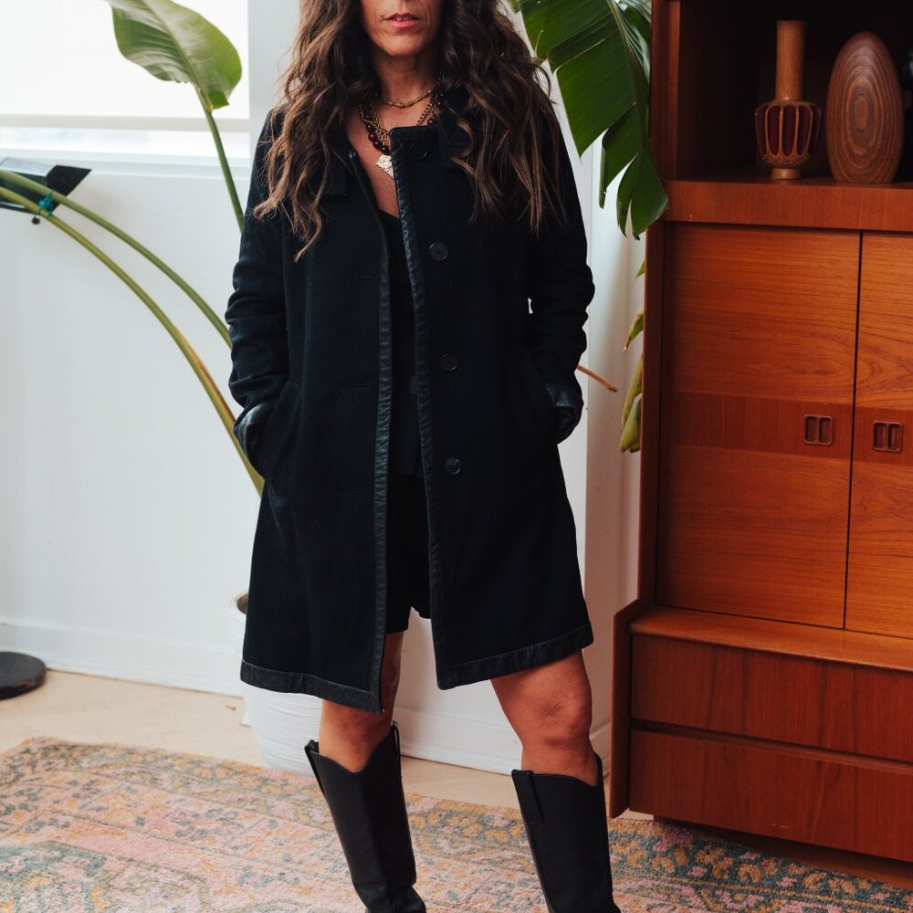 Club Monaco Italian Wool/Leather Trim Coat